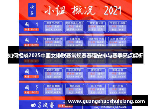 如何揭晓2025中国女排联赛常规赛赛程安排与赛季亮点解析 如何揭晓2025中国女排联赛常规赛赛程安排与赛季亮点解析